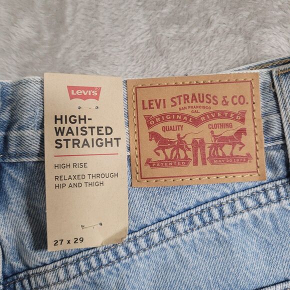 Levi's High Waisted Straight Jeans Womens 27x29 Blue Light Wash High Rise Denim - Picture 14 of 15